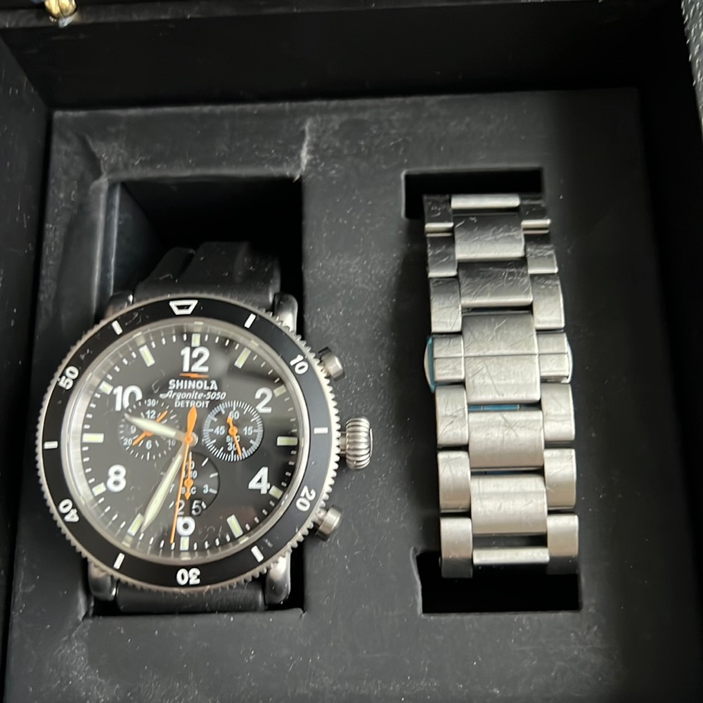 Men’s Shinola Detroit The Black Blizzard Watch with interchangeable bands
